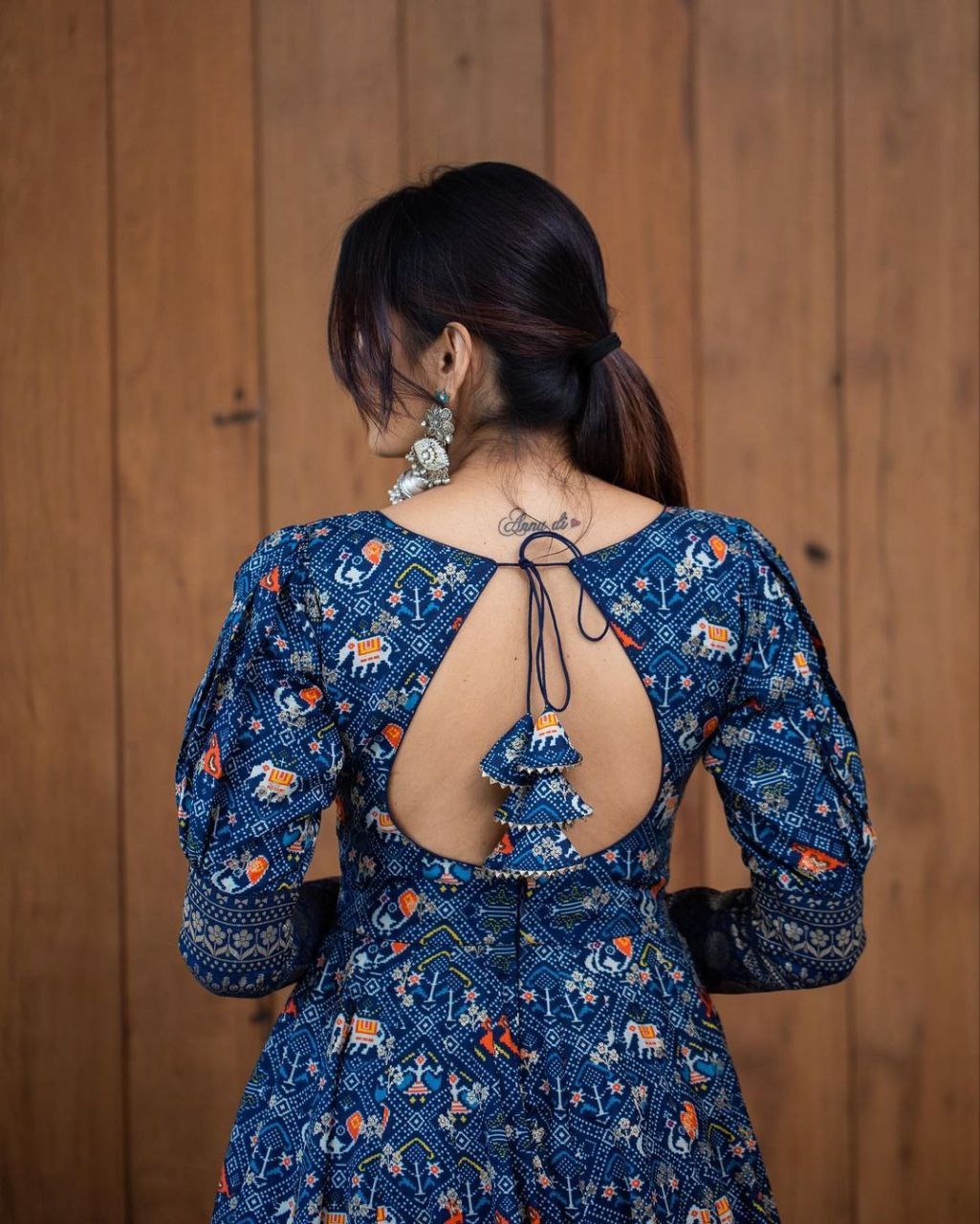 Elegant Blue Printed Georgette Gown For Women – Ethnic Festive Wear