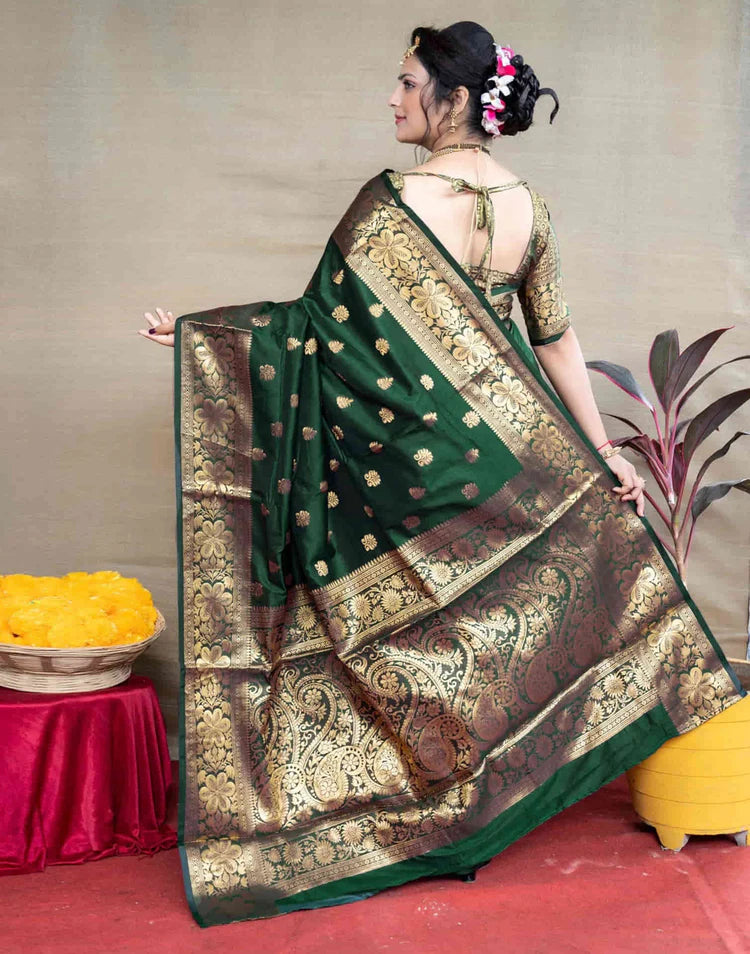 Premium Banarasi Silk Saree with Rich Golden Zari Work