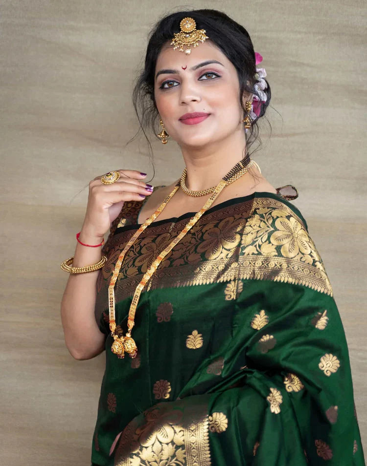 Premium Banarasi Silk Saree with Rich Golden Zari Work