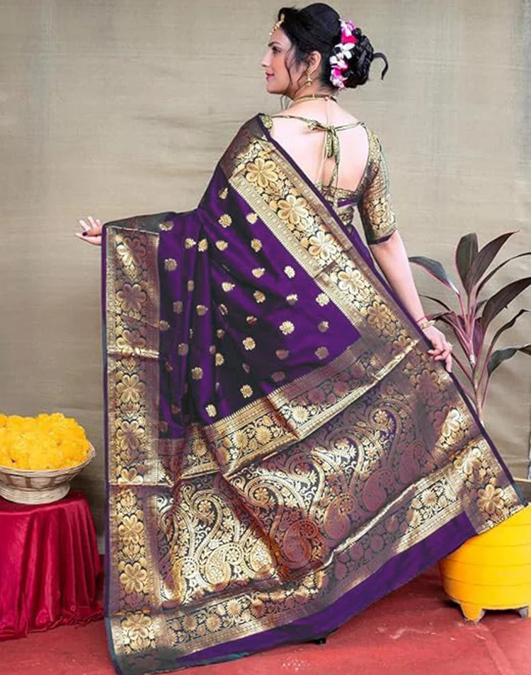Premium Banarasi Silk Saree with Rich Golden Zari Work