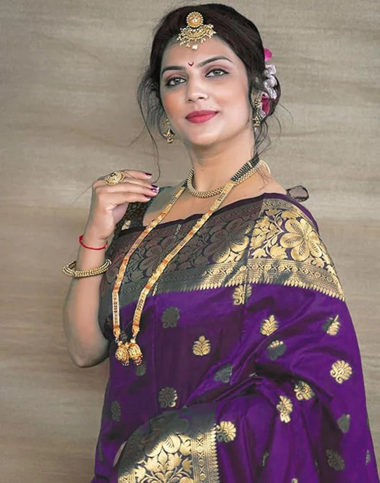 Premium Banarasi Silk Saree with Rich Golden Zari Work