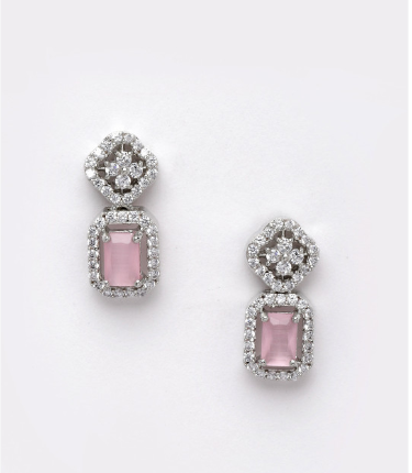 Elegant Silver-Plated Crystal Necklace Set with Designer Earrings
