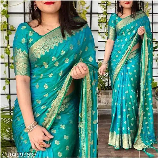 Jacquard Work Sana Silk Saree Blouse For Women