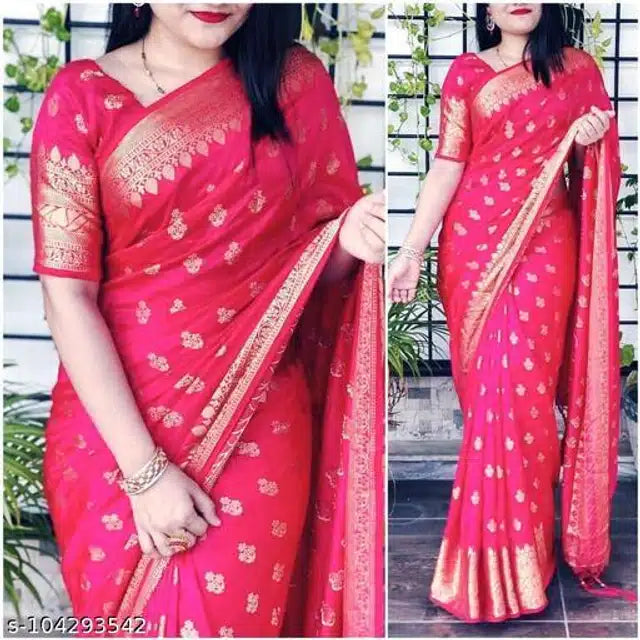 Jacquard Work Sana Silk Saree Blouse For Women
