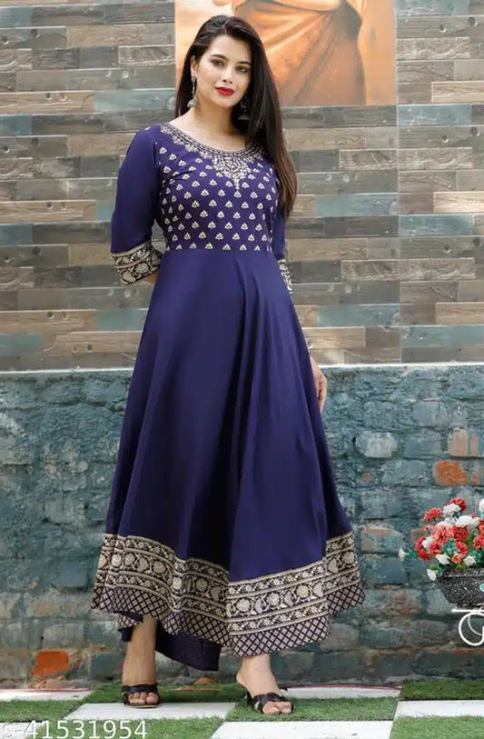 Royal Purple Embroidered Anarkali Kurta for Women