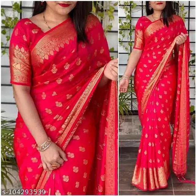 Jacquard Work Sana Silk Saree Blouse For Women