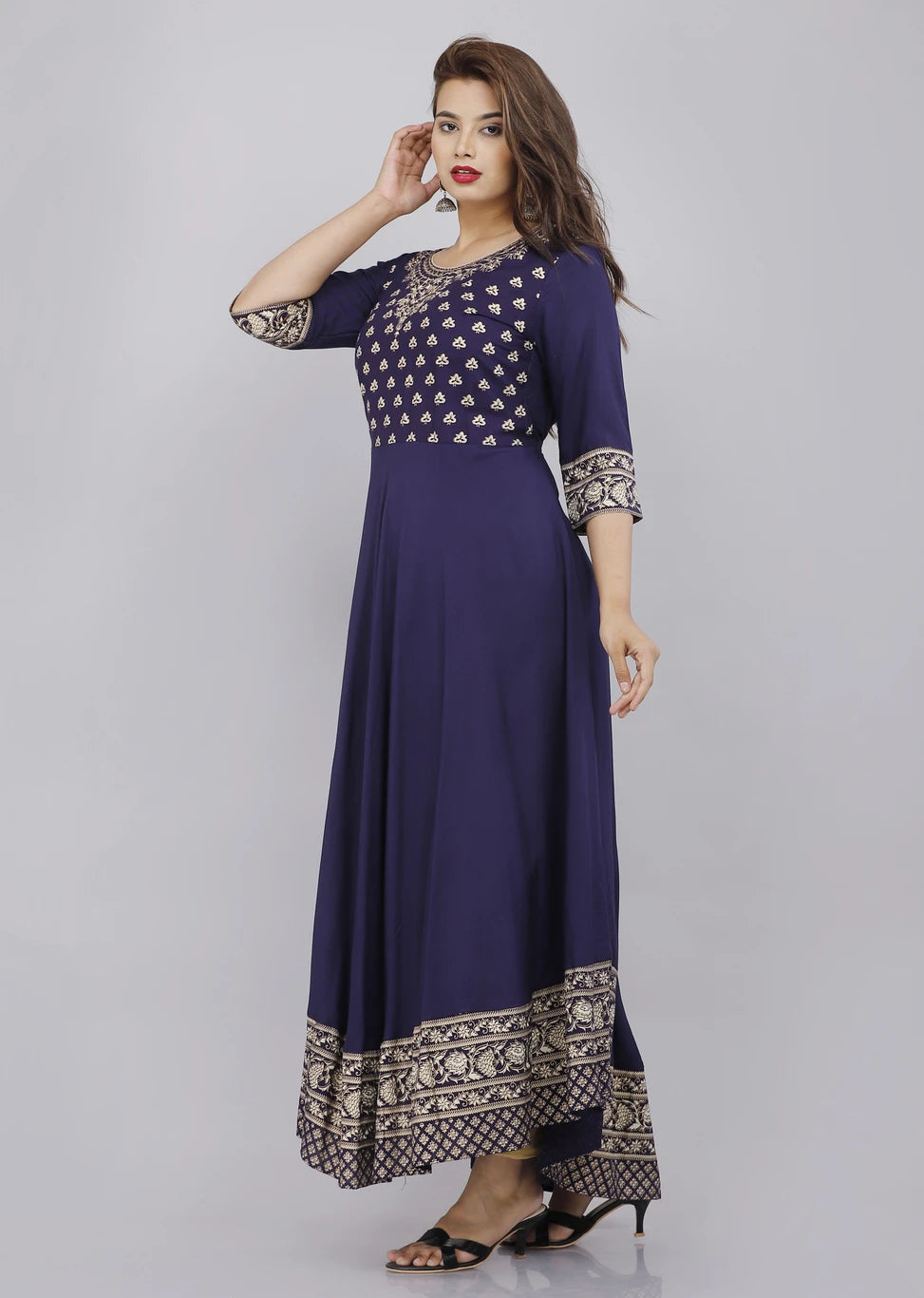Royal Purple Embroidered Anarkali Kurta for Women