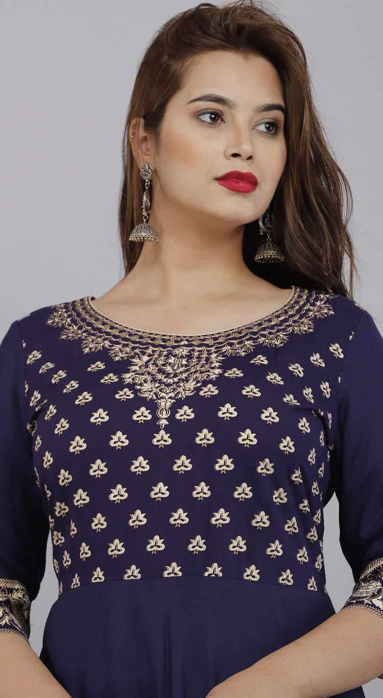 Royal Purple Embroidered Anarkali Kurta for Women