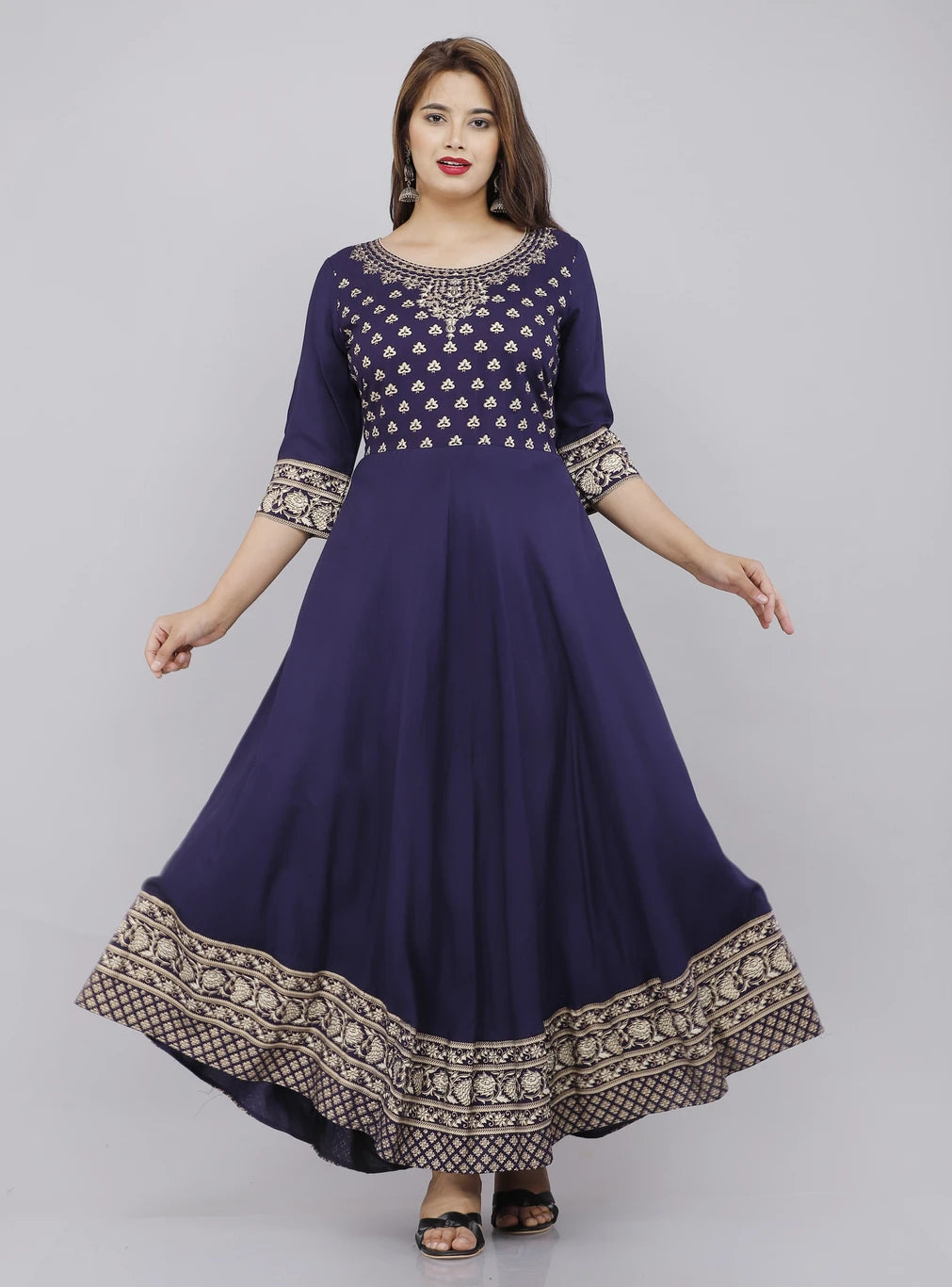 Royal Purple Embroidered Anarkali Kurta for Women